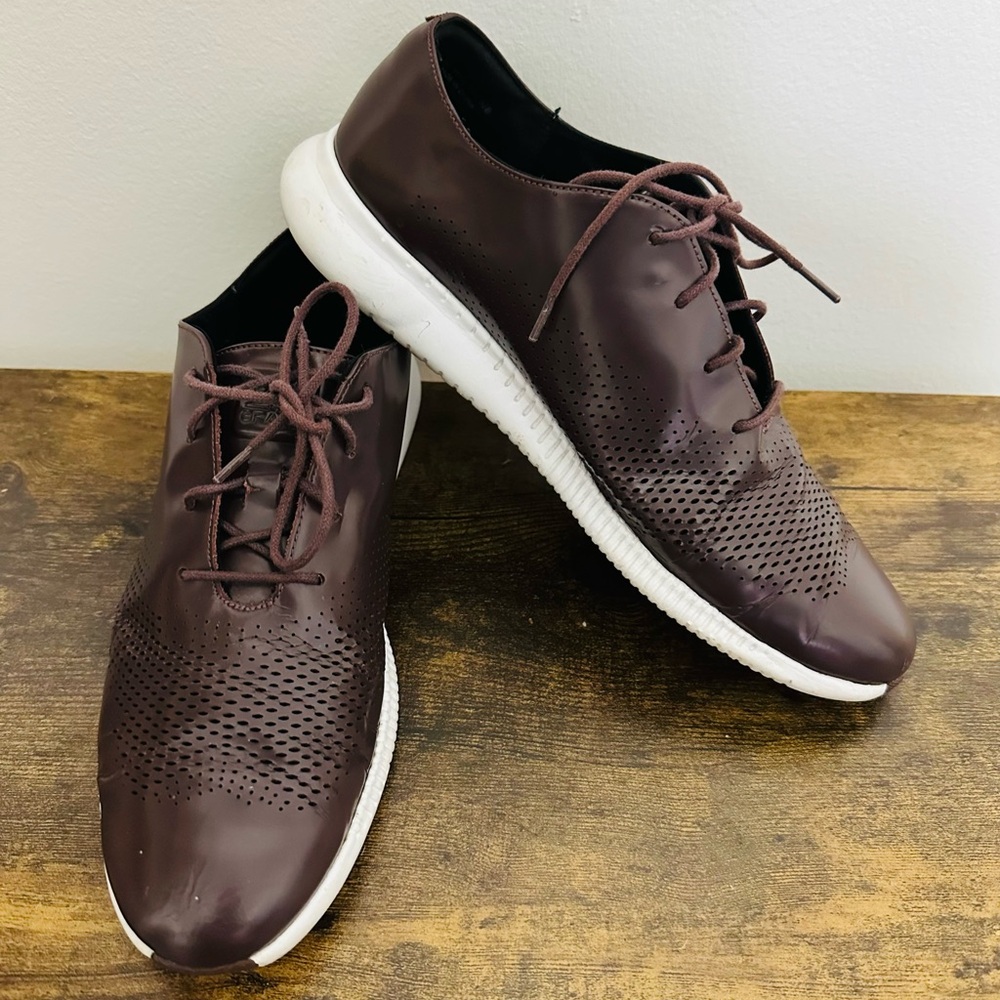 Cole Haan 2. ZeroGrand Laser Wing Oxford Shoes Dark Maroon/Plum Womens Size 8,5 - Picture 4 of 11